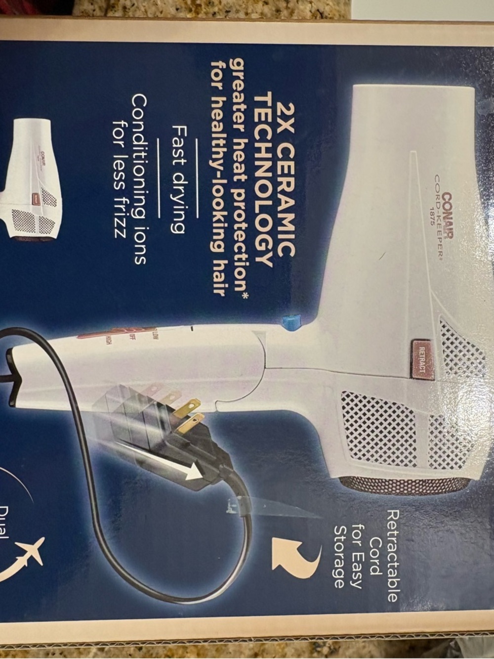 Conair White 1875W Ceramic Hair Dryer - WORKS PERFECT SEE DESCRIPTION